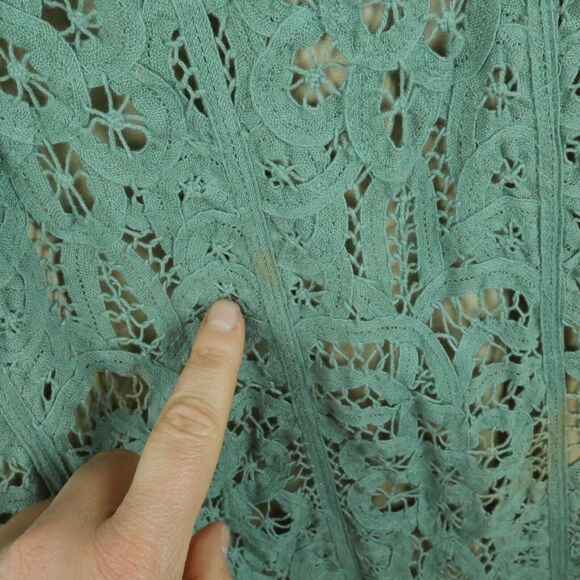 Betsey Johnson Size 2 Dress FLAWS Green Lace Goblincore Fairy Coquette Mini Y2K - Picture 12 of 16